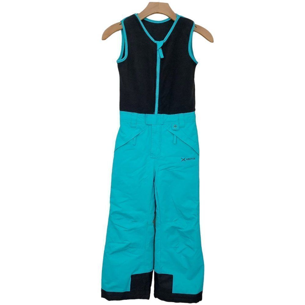 Arctix Snow Bibs Pants Kids XS Green Fleece Top Insulated Unisex Overalls